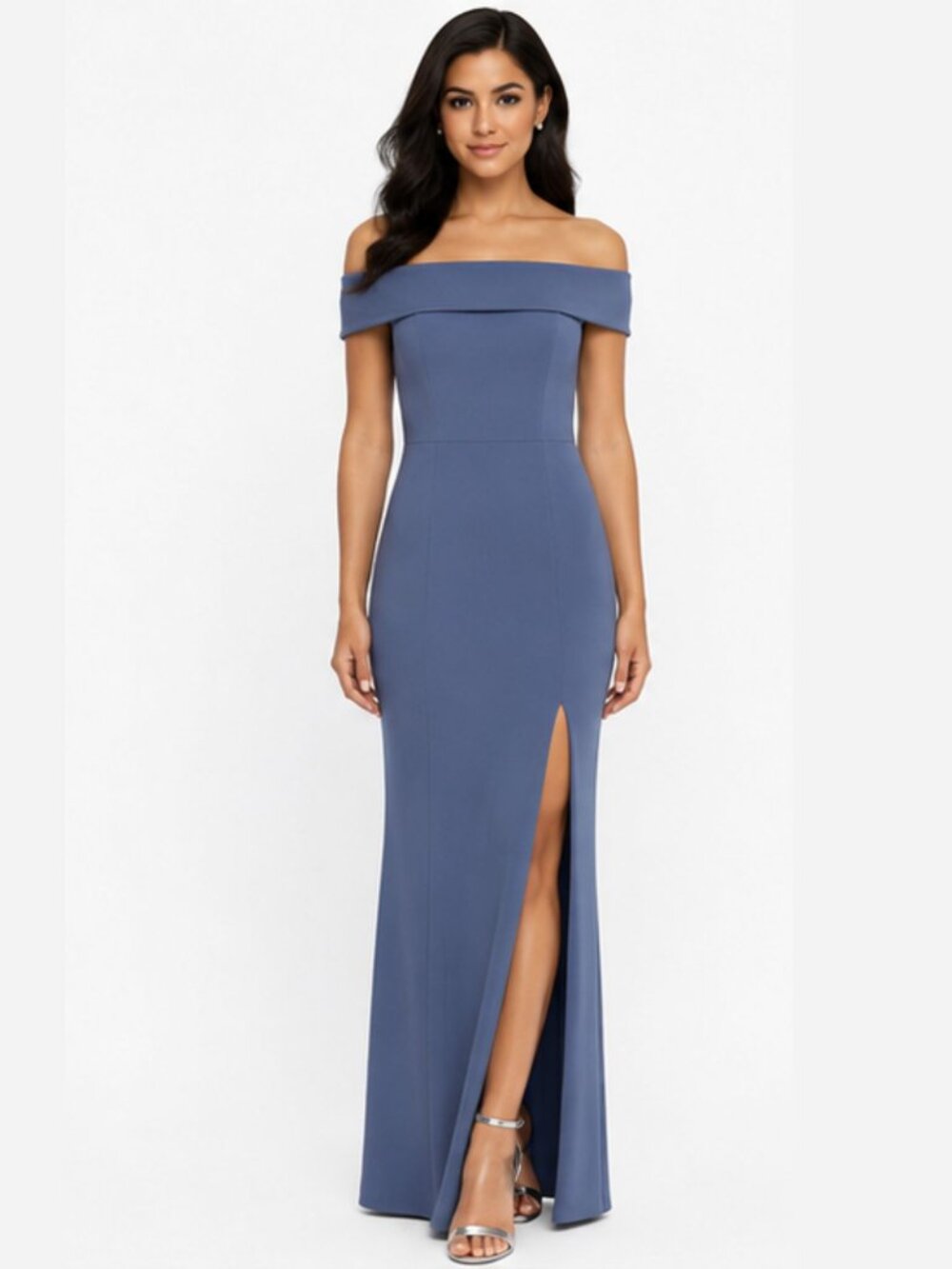 Dessy Collection Silverstone Off Shoulder Crepe Gown Size 16 NWT